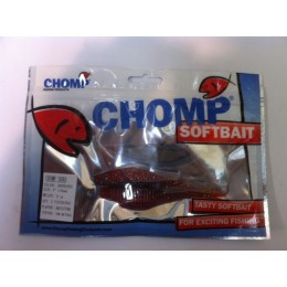CHOMP SHAD SOFTBAIT, GREEN/RED, 4" (100MM), 9.1 GRAMS, 2 P/BAG, TRIAL PACK